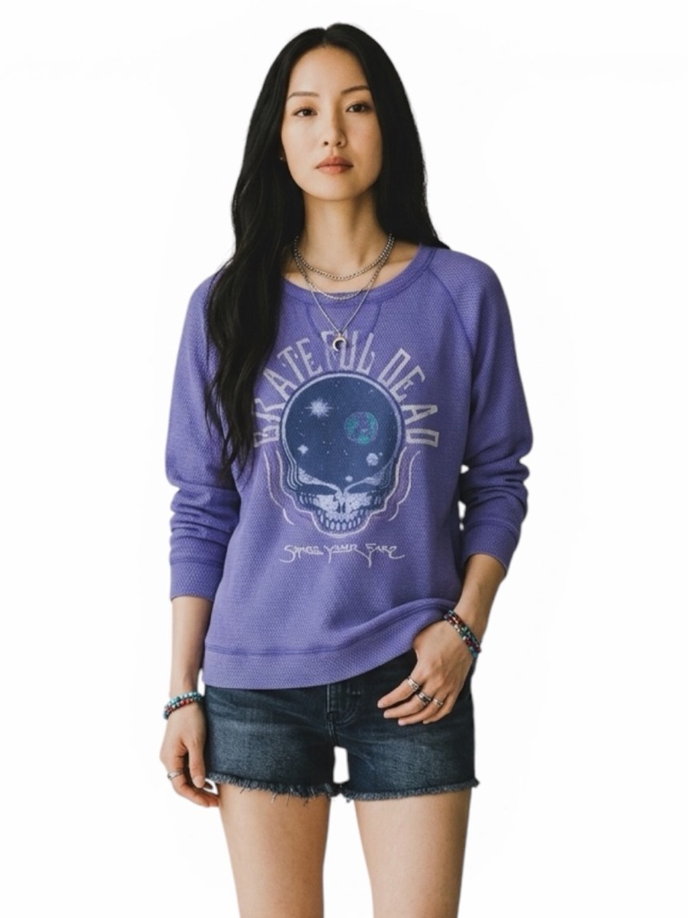 Grateful Dead Junk Food Long Sleeve Large Purple Band Crew Neck Tee